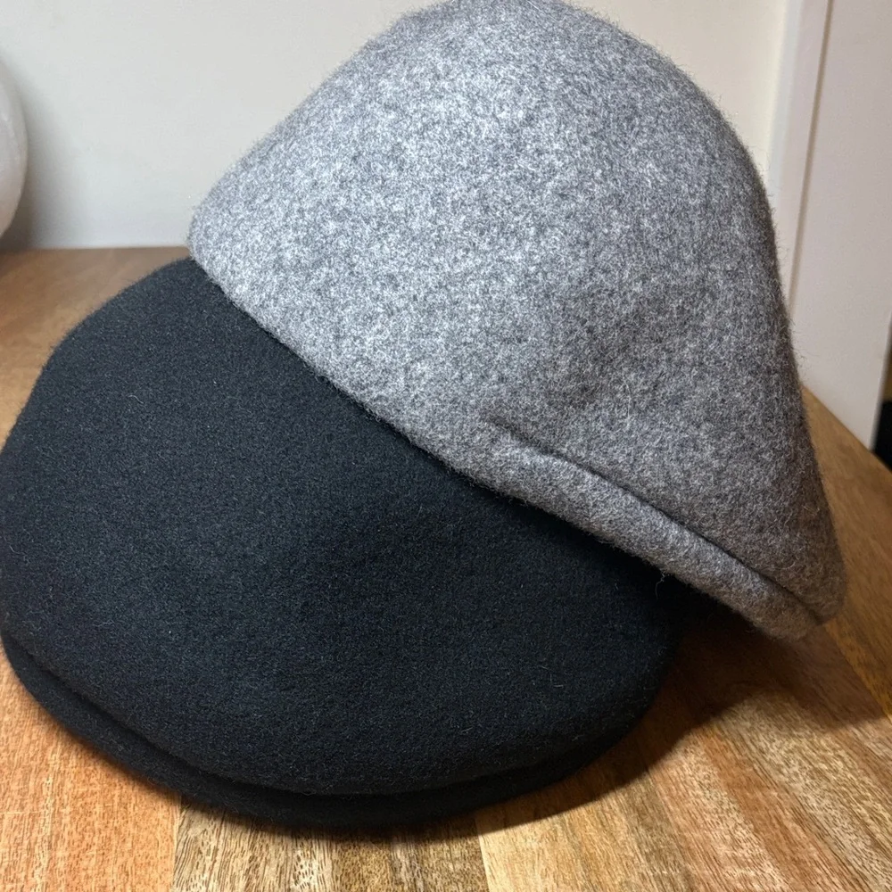 Target Black and Gray 100% Wool Lot of two Fitted Flat Caps
